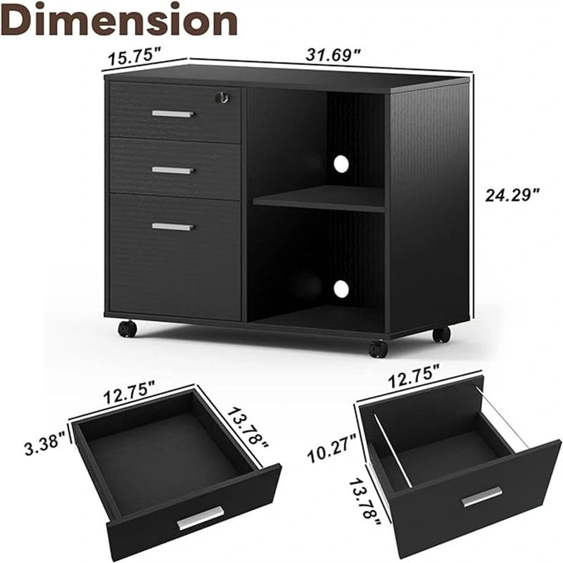 Aktenschrank aus Holz – 15.75D x 31.69W x 26.29H
