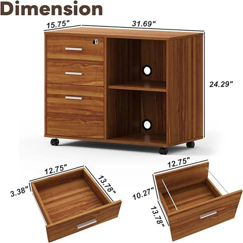 Aktenschrank aus Holz – 15.75D x 31.69W x 26.29H