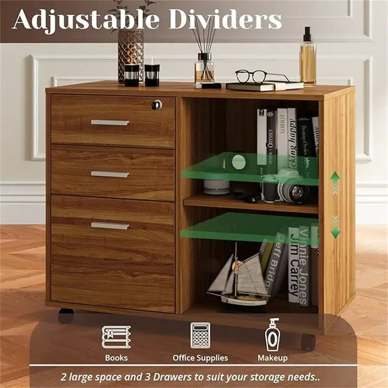 Aktenschrank aus Holz – 15.75D x 31.69W x 26.29H
