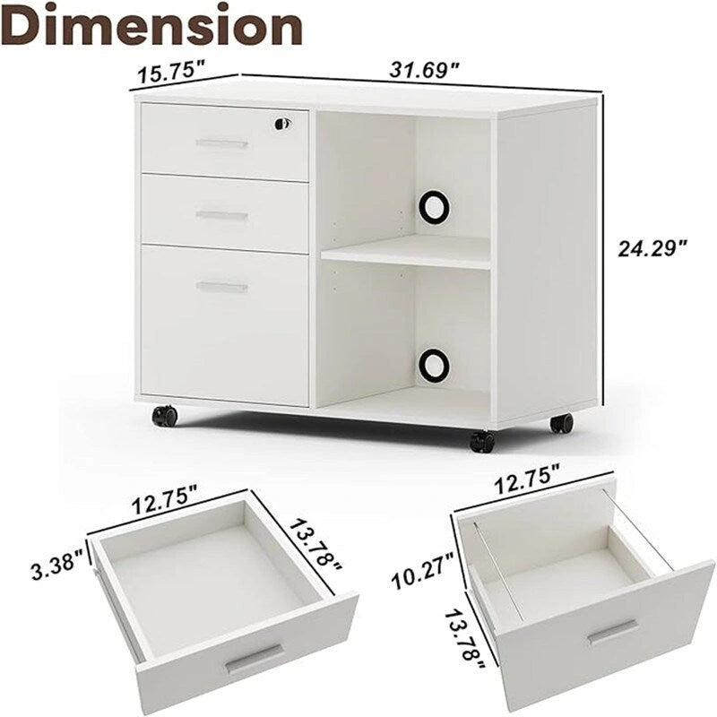 Aktenschrank aus Holz – 15.75D x 31.69W x 26.29H
