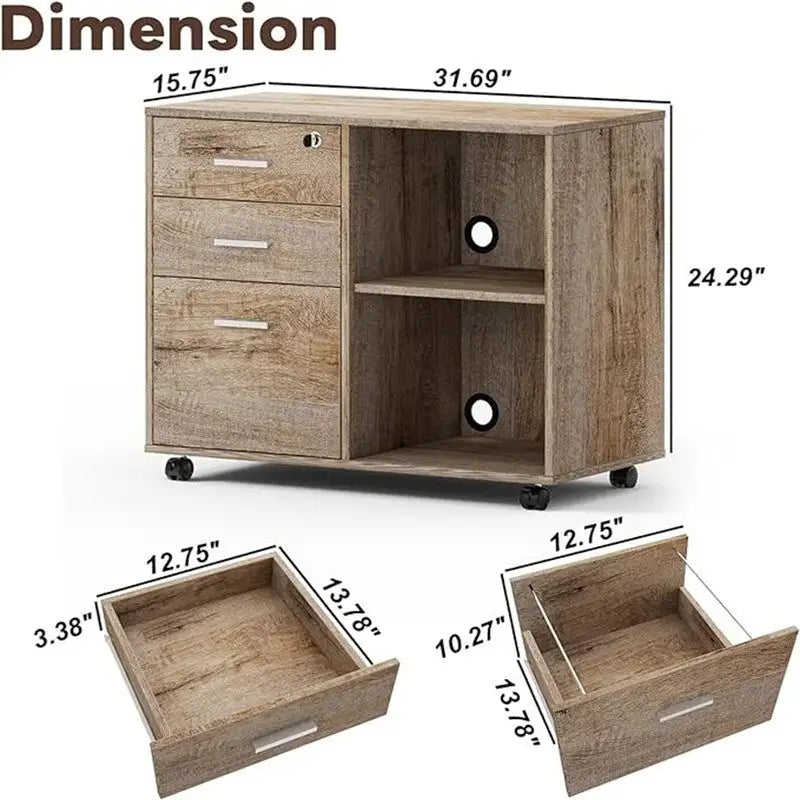 Aktenschrank aus Holz – 15.75D x 31.69W x 26.29H