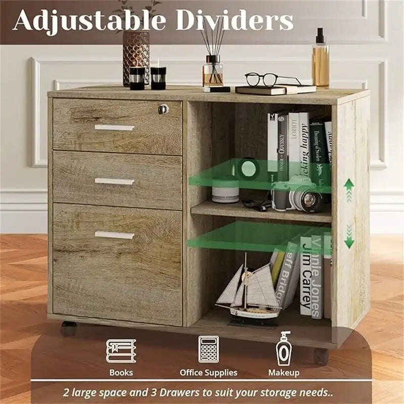 Aktenschrank aus Holz – 15.75D x 31.69W x 26.29H