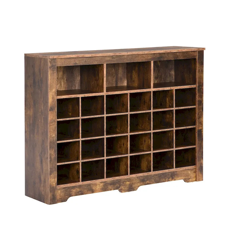 Sleek Design 24 Shoe Cubby Console, Modern Shoe Cabinet with Curved Base, Versatile Sideboard with High-quality for Hallway