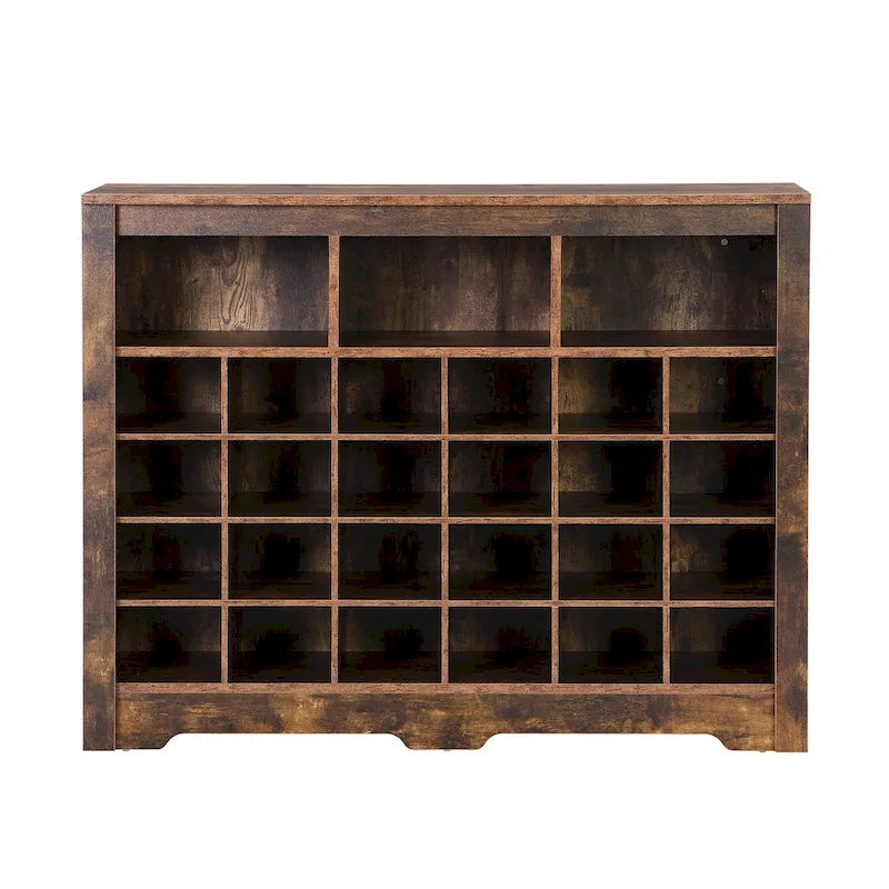 Sleek Design 24 Shoe Cubby Console, Modern Shoe Cabinet with Curved Base, Versatile Sideboard with High-quality for Hallway