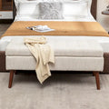 Upholstered Storage Bench with Hinged Lid and Wood Legs for Bedroom or Entryway