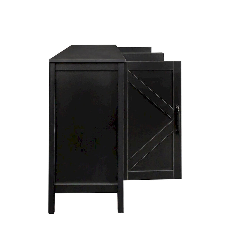 Meuble à 4 portes et 4 étagères ouvertes, buffet de rangement autoportant pour l'entrée