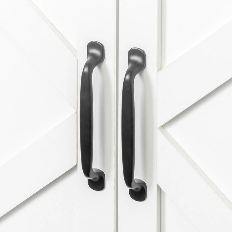 Meuble à 4 portes et 4 étagères ouvertes, buffet de rangement autoportant pour l'entrée