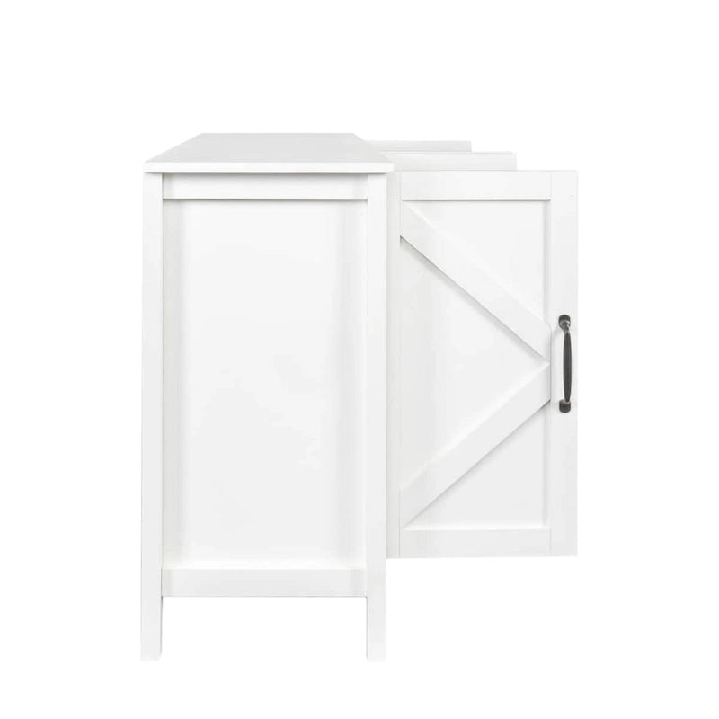 Meuble à 4 portes et 4 étagères ouvertes, buffet de rangement autoportant pour l'entrée