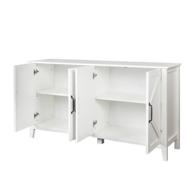 Meuble à 4 portes et 4 étagères ouvertes, buffet de rangement autoportant pour l'entrée