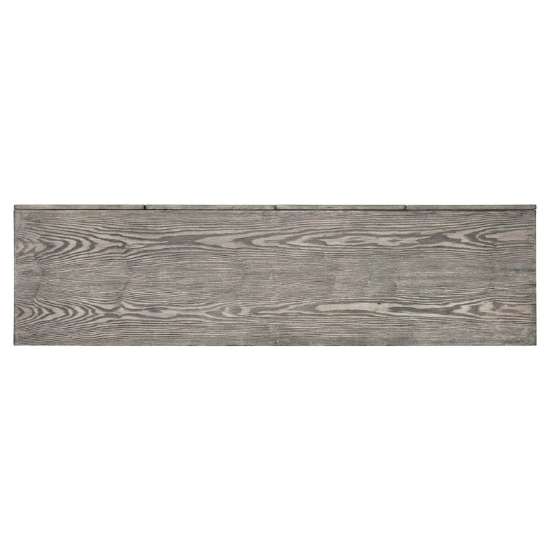 Rustic Grey Geometric 4-Door Console Cabinet with Storage for Entryway or Living Room