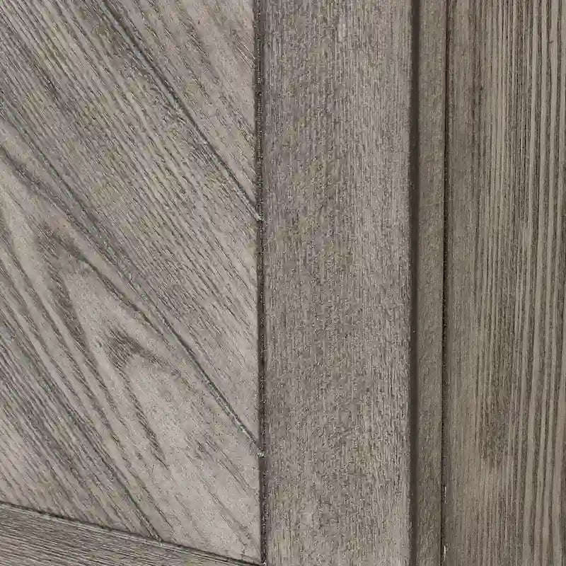 Rustic Grey Geometric 4-Door Console Cabinet with Storage for Entryway or Living Room