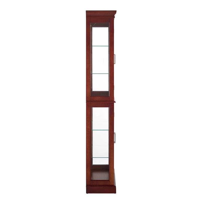 Vitrine éclairée, étagères réglables, panneau arrière miroir, portes en verre trempé (6 niveaux), ampoule E26 non incluse