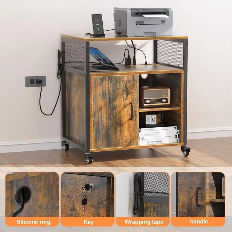Schedario con ruote frenanti e serratura - 25.59D x 5.12W x 19.29H