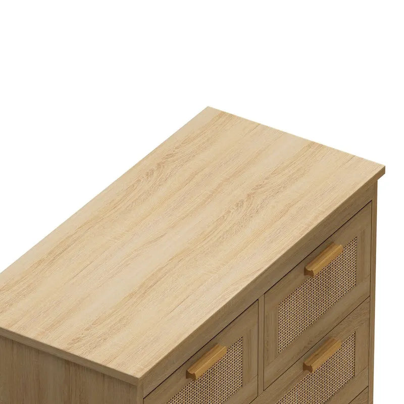 Rattanschrank mit 4 Schubladen für Schlafzimmer, Wohnzimmer, Esszimmer und Flure, einfache Montage