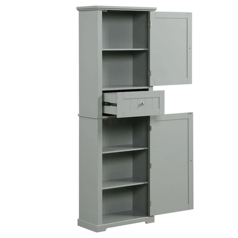 Tall Bathroom Storage Cabinet Freestanding Storage Cabinet with Drawer and Adjustable Shelf MDF Board with Painted Finish