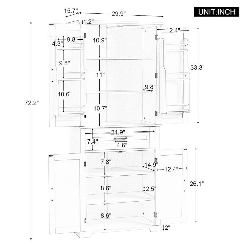Armario de almacenamiento para baño con puertas y cajón