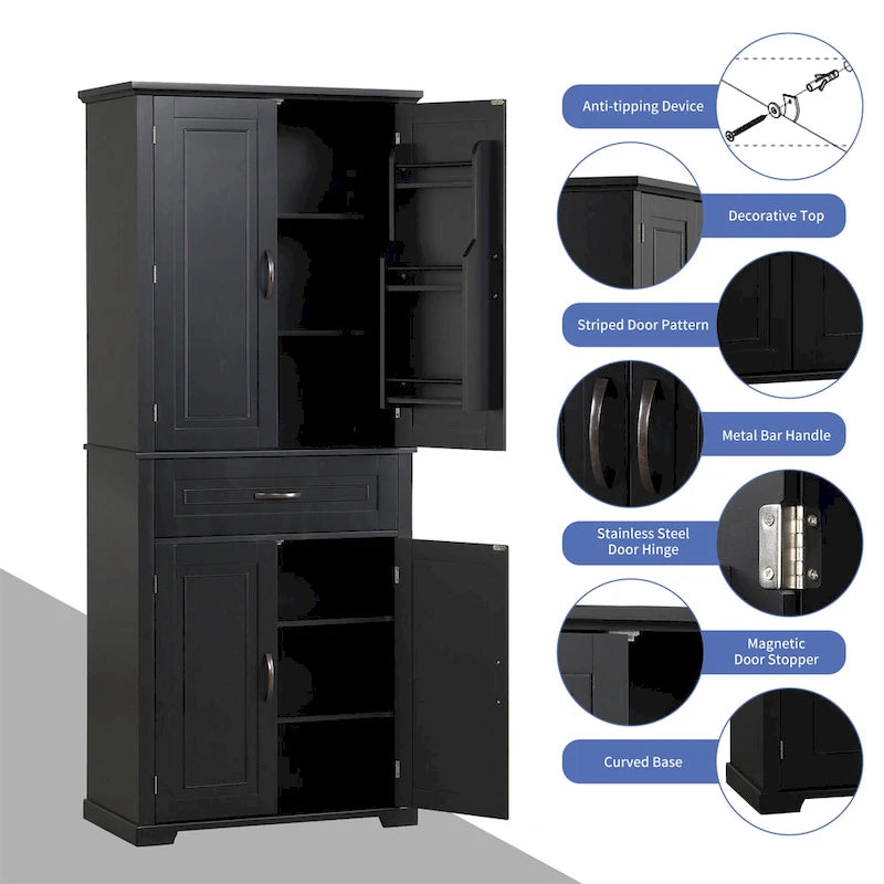 Armario de almacenamiento para baño con puertas y cajón