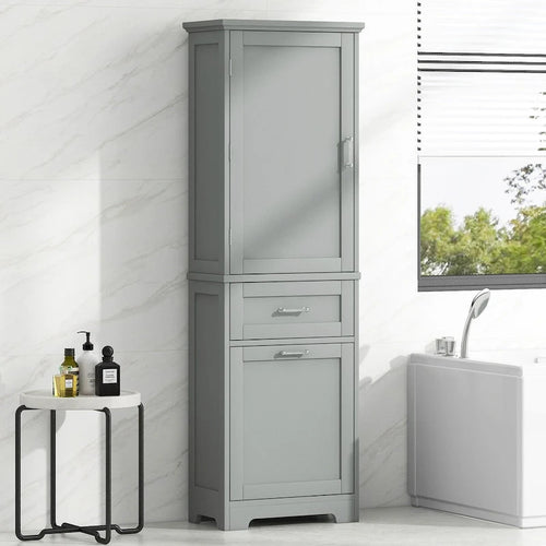 Mobile contenitore da bagno alto 68, indipendente, con due cassetti di dimensioni diverse e ripiano regolabile, pannello MDF