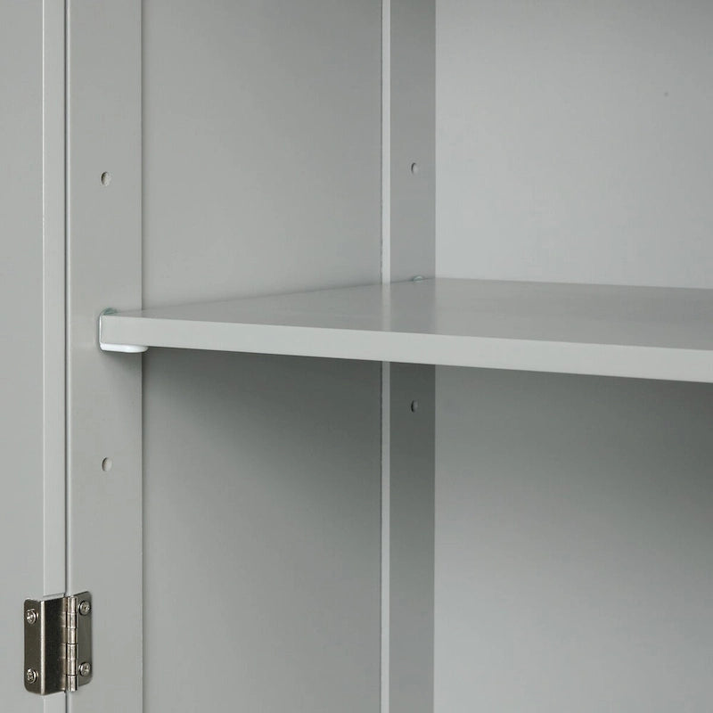 68Tall Bathroom Storage Cabinet, Freestanding Storage Cabinet with Two Different Size Drawers and Adjustable Shelf, MDF Board