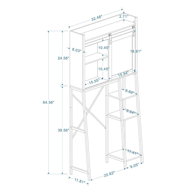 Over The Toilet Storage Cabinet Bathroom Shelves Over Toilet - 32.48L * 11.81W * 64.56H