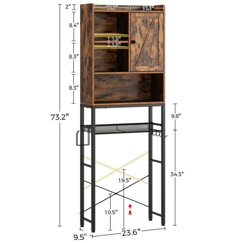 Over the Toilet Storage Cabinet - 9.5D x 23.6W x 73.2H