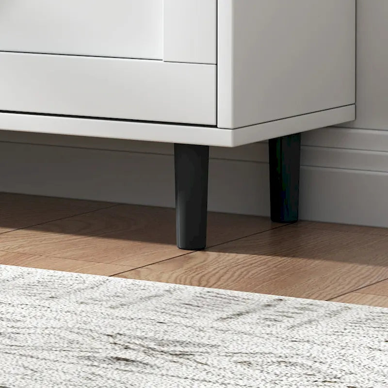 Schuhschrank mit Scheunentür-Design, Schuhorganizer mit 2 Klappschubladen, freistehender Schuhschrank mit offenem Stauraum