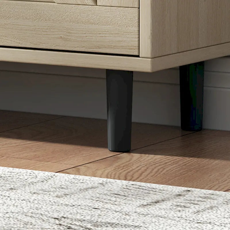 Schuhschrank mit Scheunentür-Design, Schuhorganizer mit 2 Klappschubladen, freistehender Schuhschrank mit offenem Stauraum