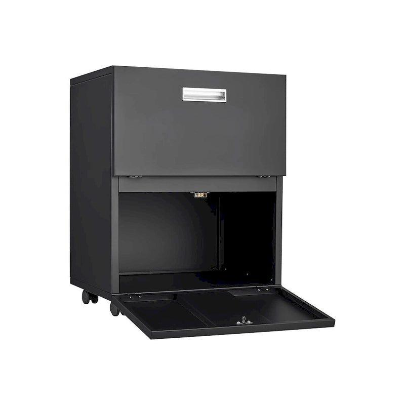 Mobilier de bureau, meuble pour photocopieur noir à 2 portes, support en acier mobile pour photocopieur, caisson pour imprimante