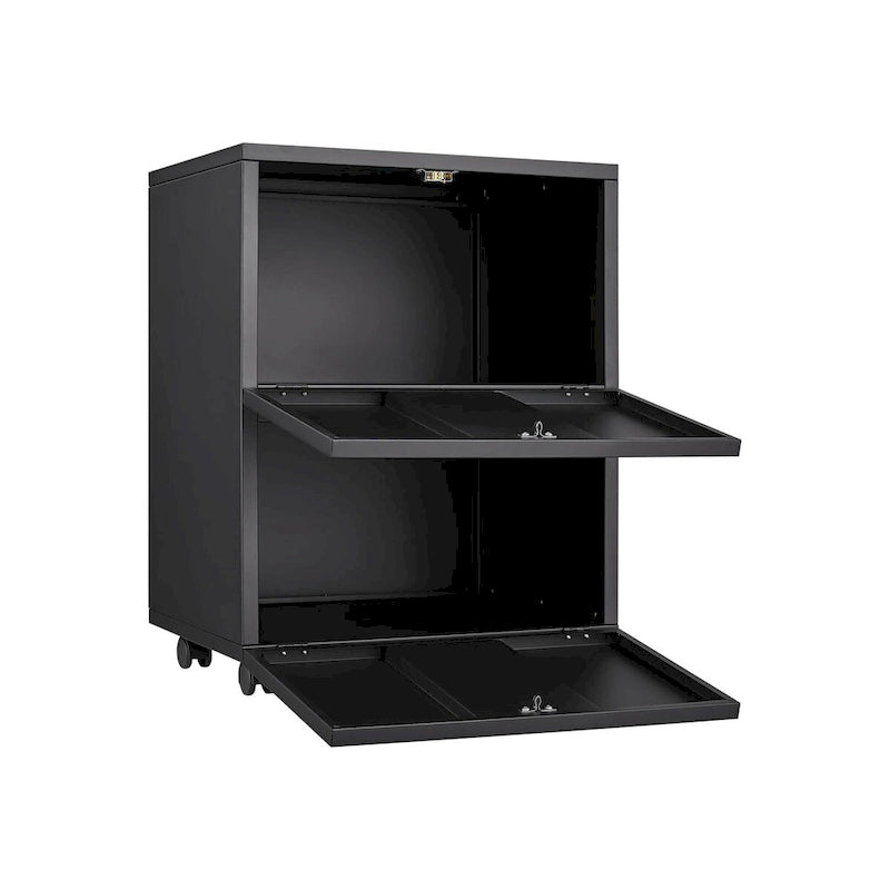 Mobilier de bureau, meuble pour photocopieur noir à 2 portes, support en acier mobile pour photocopieur, caisson pour imprimante
